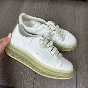 Alexander McQueen Larry Transparent Clear Sole Leather Sneakers Size 39 EU White